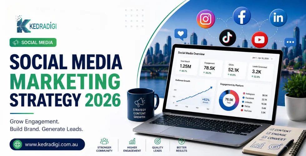 Social media content calendar on a laptop
